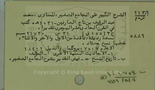 الشرح الكبير على الجامع الصغير